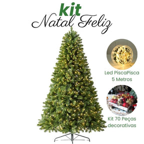 (Compre 1 leve 3) Árvore de Natal + 70 Peças decorativas com LED Pisca Pisca de 5 Metros