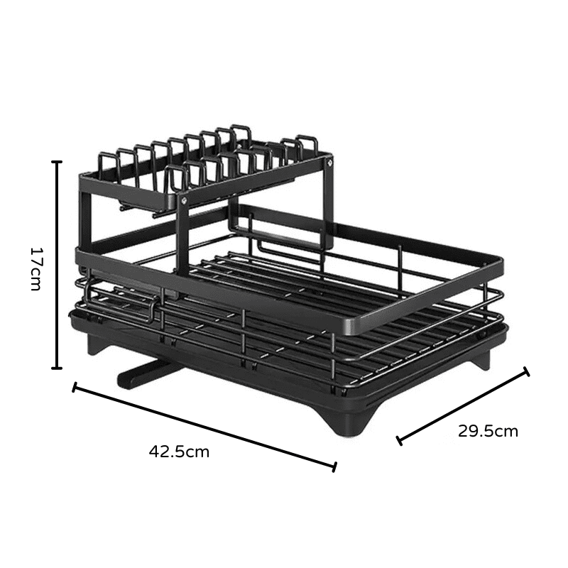 Escorredor de Louça Preto com Bandeja Coletora Metal