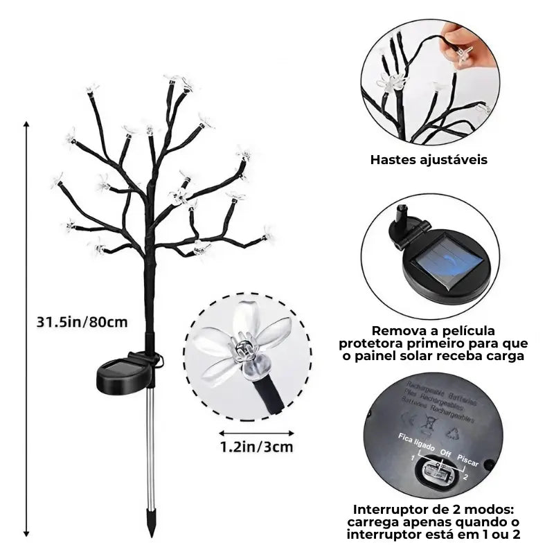 Luminária Solar para Jardim Cherry Blossom