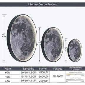 Luminária de Parede 3D Lua Cheia com Controle Remoto