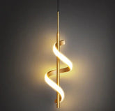 Lustre Pendente em Espiral Dourado de Led