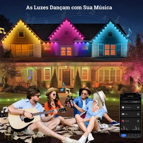 Luzes LED Arco-Íris Inteligente com Controle Remoto e APP para Uso Interno e Externo