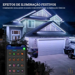 Luzes LED Arco-Íris Inteligente com Controle Remoto e APP para Uso Interno e Externo