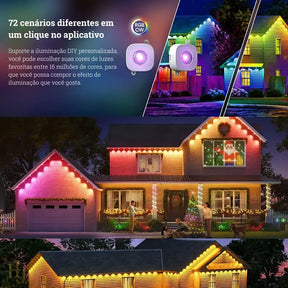 Luzes LED Arco-Íris Inteligente com Controle Remoto e APP para Uso Interno e Externo