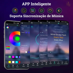 Luzes LED Fogo de Artifício Inteligente com Controle Remoto, Wifi, Bluetooth e Sincronização Musical