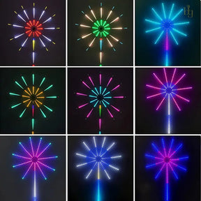 Luzes LED Fogo de Artifício Inteligente com Controle Remoto, Wifi, Bluetooth e Sincronização Musical