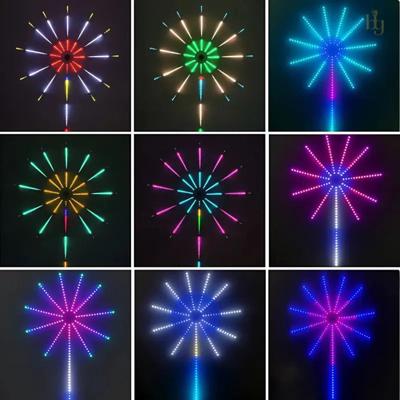 Luzes LED Fogo de Artifício Inteligente com Controle Remoto, Wifi, Bluetooth e Sincronização Musical