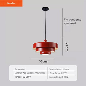 Pendente Luminária Retro em Alumínio Com Lâmpada