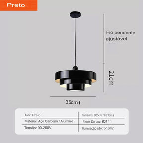 Pendente Luminária Retro em Alumínio Com Lâmpada